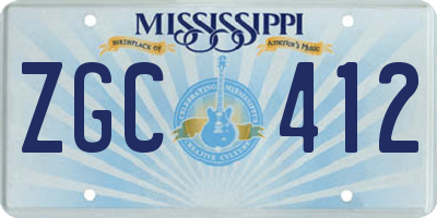 MS license plate ZGC412