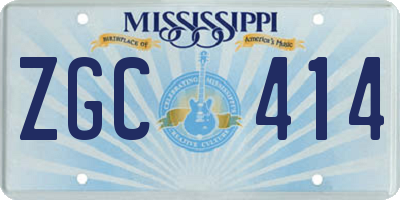 MS license plate ZGC414