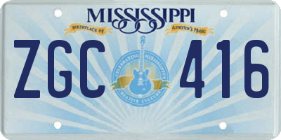 MS license plate ZGC416