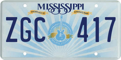 MS license plate ZGC417