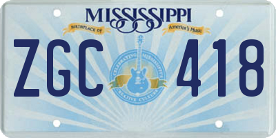 MS license plate ZGC418
