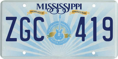 MS license plate ZGC419
