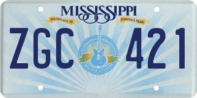 MS license plate ZGC421