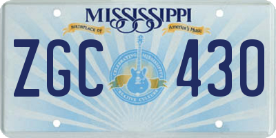 MS license plate ZGC430