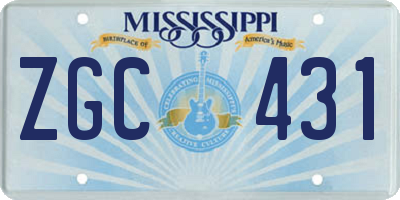 MS license plate ZGC431
