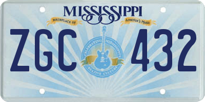 MS license plate ZGC432