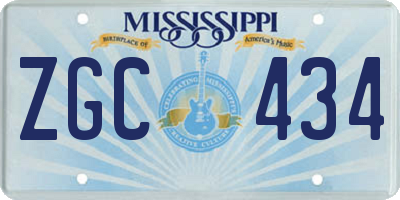 MS license plate ZGC434