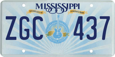 MS license plate ZGC437