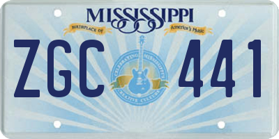 MS license plate ZGC441
