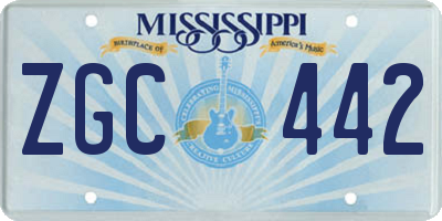 MS license plate ZGC442