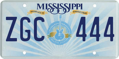 MS license plate ZGC444