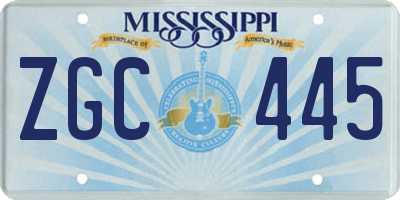MS license plate ZGC445