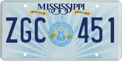 MS license plate ZGC451