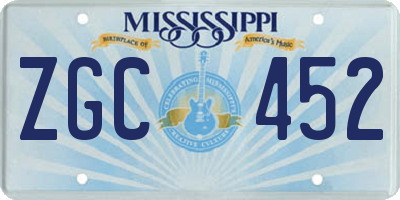 MS license plate ZGC452