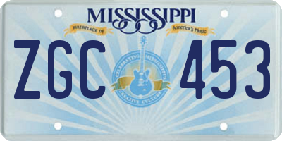 MS license plate ZGC453