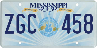 MS license plate ZGC458