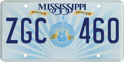 MS license plate ZGC460