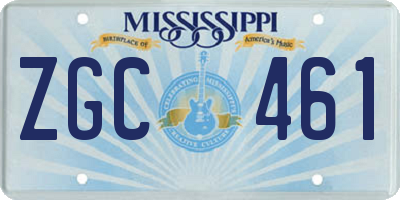 MS license plate ZGC461