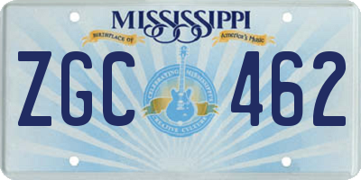 MS license plate ZGC462