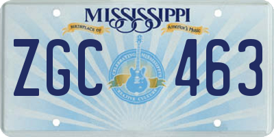 MS license plate ZGC463