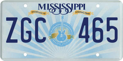 MS license plate ZGC465