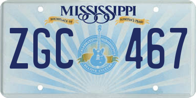 MS license plate ZGC467