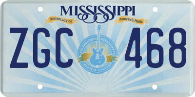 MS license plate ZGC468