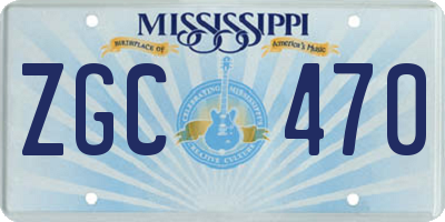 MS license plate ZGC470