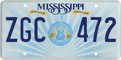 MS license plate ZGC472