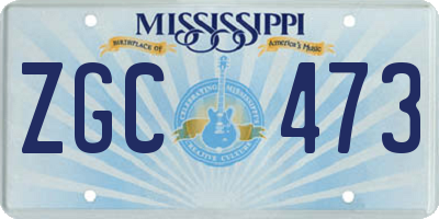 MS license plate ZGC473