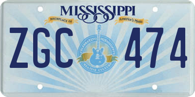 MS license plate ZGC474