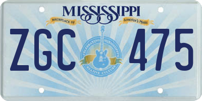 MS license plate ZGC475