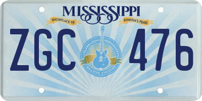 MS license plate ZGC476
