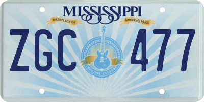 MS license plate ZGC477