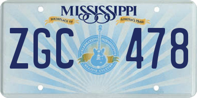 MS license plate ZGC478