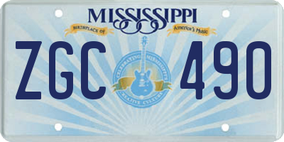 MS license plate ZGC490