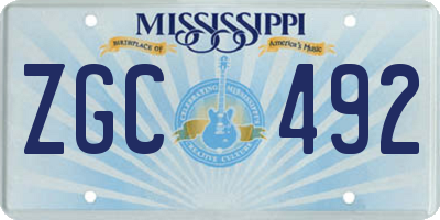 MS license plate ZGC492