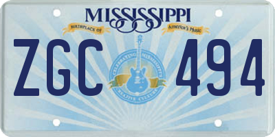 MS license plate ZGC494
