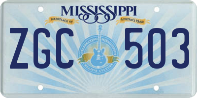 MS license plate ZGC503