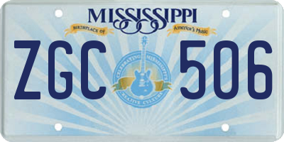MS license plate ZGC506
