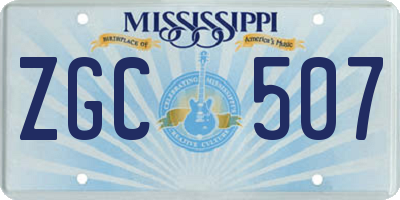 MS license plate ZGC507