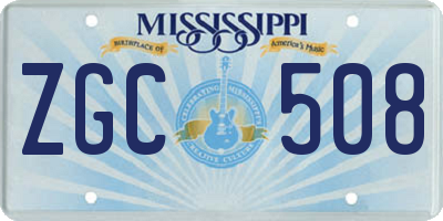 MS license plate ZGC508