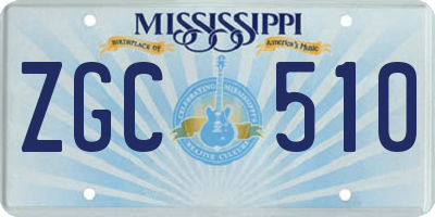 MS license plate ZGC510