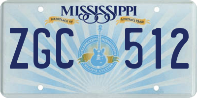 MS license plate ZGC512