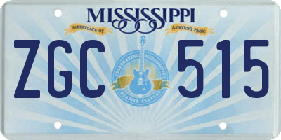 MS license plate ZGC515