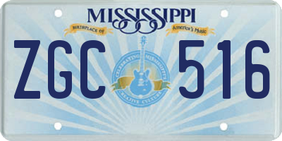 MS license plate ZGC516