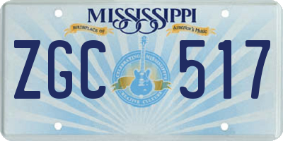 MS license plate ZGC517