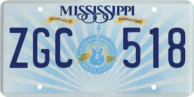 MS license plate ZGC518
