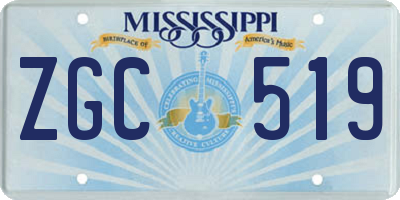 MS license plate ZGC519