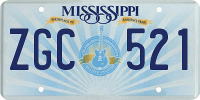 MS license plate ZGC521